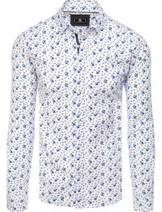 BASIC Fehér férfi ing kék virágmintával DX2397