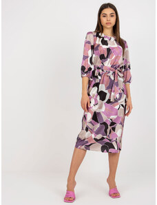 Fashionhunters Purple cocktail dress with print and belt