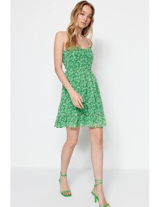 Trendyol zöld deréknyitó mini szőtt mintás szőtt ruha