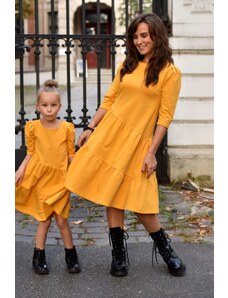 LOVEMADE Fodros ruha szett anyának és lányának - sárga