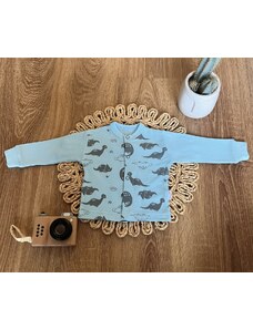Újszülött pamut ing, kabát, Mamatti, Dino park - kék nyomattal