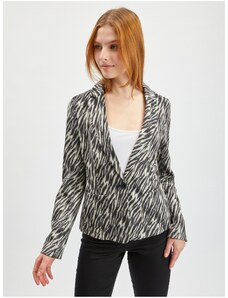 Orsay White-black lady patterned jacket in suede finish - Ladies