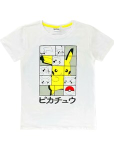 BASIC Fehér férfi póló Pokemon Pikachu