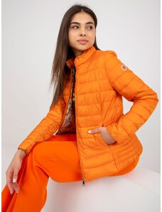 Fashionhunters Orange quilted jacket without hood