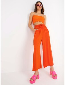 Fashionhunters Women's orange viscose pants SUBLEVEL