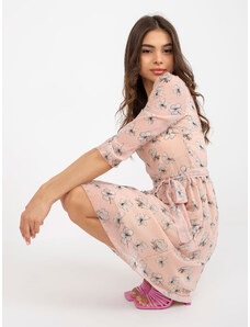 Fashionhunters Light pink dress with floral print