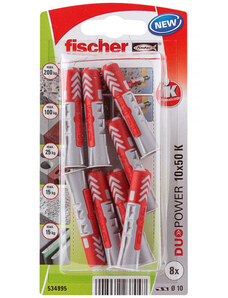 Csapok Fischer DuoPower 534995 Ø 10 x 50 mm Nylon (8 egység)