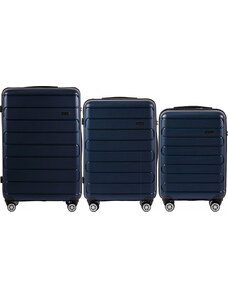 Sötétkék 3 kagylóbőröndből álló készlet DQ181-03, Luggage 3 sets (L,M,S) Wings, Blue
