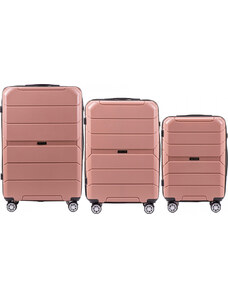 Rózsaszín készlet 3 kagylóbőröndből PP05, Luggage 3 sets (L,M,S) Wings, Rose Gold
