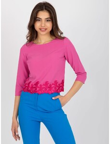Fashionhunters Pink formal blouse with decorative trim