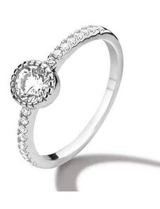 Victoria ezüst színű fehér köves gyűrű one stone