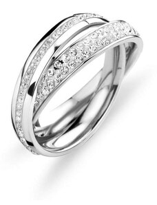 Victoria ezüst színű fehér köves gyűrű double shine