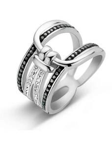 Victoria ezüst színű fekete fehér köves gyűrű double colour