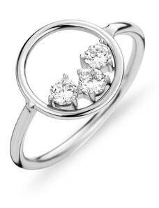 Victoria ezüst színű fehér köves gyűrű three stone