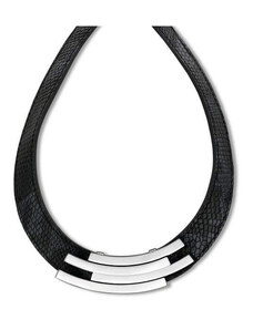 Victoria Ezüst színű fekete bőr nyaklánc