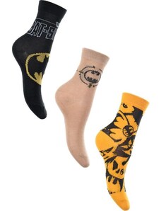 Fekete-bézs-sárga hármas fiú zokni szett Marvel Batman