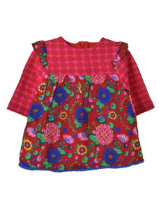 Rosalita rózsaszín, piros mintás lány ruha – 68 cm