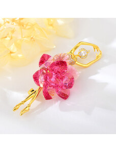 Arannyal bevont exkluzív balerina bross pink Swarovski kristályokkal (0597.)
