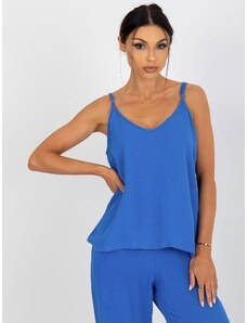 Fashionhunters Women's blue top with V och bella neckline