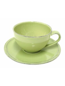 Zöld bögre teához csészealjjal Friso, 0,26 l, COSTA NOVA, készlet 6 db