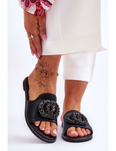 Kesi Women's flat slippers with embellishments S.Barski Black
