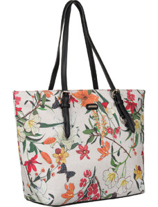 David Jones Bézs női shopper táska színes virágmintával [DH] 6940-5