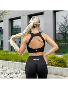Varrás nélküli sportmelltartó Iron Aesthetics Seamless Butt, fekete