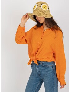 Fashionhunters Orange cotton oversize shirt by Etta OCH BELLA