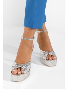 Zapatos Khloe ezüst magas talpú szandál
