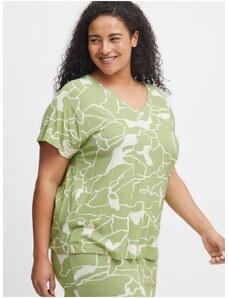 White-green women's patterned T-shirt Fransa - Women