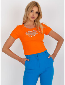 BASIC Narancssárga rövid póló szív alakú applikációval NM-BZ-V6860.84-orange