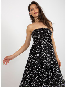Fashionhunters Black polka dot dress with ruffles
