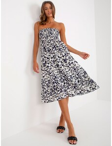 Fashionhunters Dark blue summer dress with strapless print