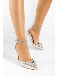 Zapatos Iliana ezüst tűsarkú cipő