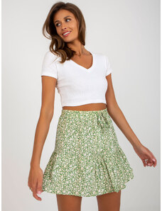 Fashionhunters Green skirt shorts with patterned skirt