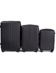 Fekete három darabos utazóbőrönd készlet FLAMINGO 2011, Luggage 3 sets (L,M,S) Wings, Black