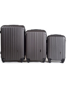 Sötétszürke három darabos utazóbőrönd készlet FLAMINGO 2011, Luggage 3 sets (L,M,S) Wings, Dark grey