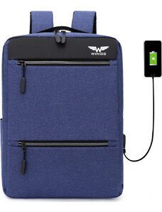Kék hátizsák USB-vel BP30-04, Wings, Blue