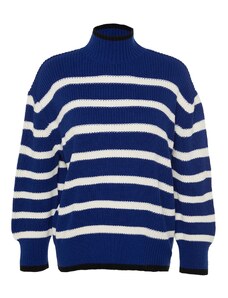Trendyol Blue széles szerszámú csíkos kötöttáru pulóver