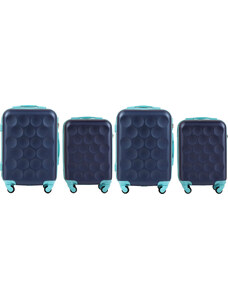 Sötétkék készlet 4 bőröndből S türkiz kiegészítőkkel KD02, Wings Set 2xS, 2xXS, Navy Blue