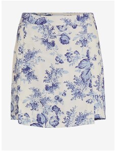 Blue and Cream Women's Floral Skirt / Shorts VILA Porcelina - Ladies