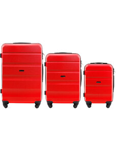 Piros bőrönd szett három méretben AT01, Luggage 3 sets (L,M,S) Wings, Blood Red