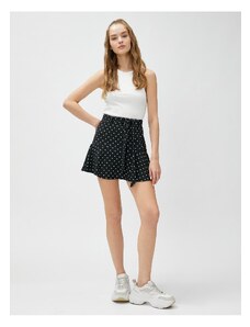 Koton Mini Shorts Skirt Polka Dotted Waist Belted Ruffles