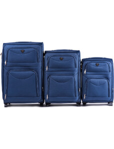 Kék 3 bőröndből álló készlet 6802(2), Sets of 3 suitcases Wings 2 wheels L,M,S, Blue