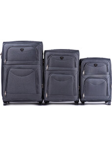 Sötétszürke 3 bőröndből álló készlet 6802(2), Sets of 3 suitcases Wings 2 wheels L,M,S, Dark grey