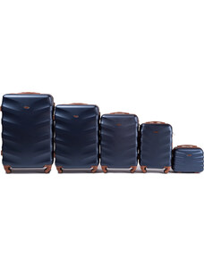 Öt darabos utazóbőrönd készlet - sötétkék 402, Luggage 5 sets (L,M,S,XS,BC) Wings, Blue