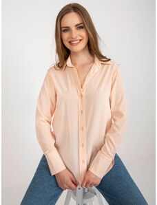 Fashionhunters Peach women's classic shirt with collar