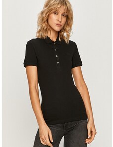 Lacoste t-shirt női, galléros, fekete