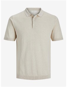 Creamy Men's Polo T-shirt with Linen Jack & Jones Rigor - Men