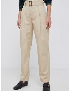 Polo Ralph Lauren nadrág női, bézs, magas derekú széles